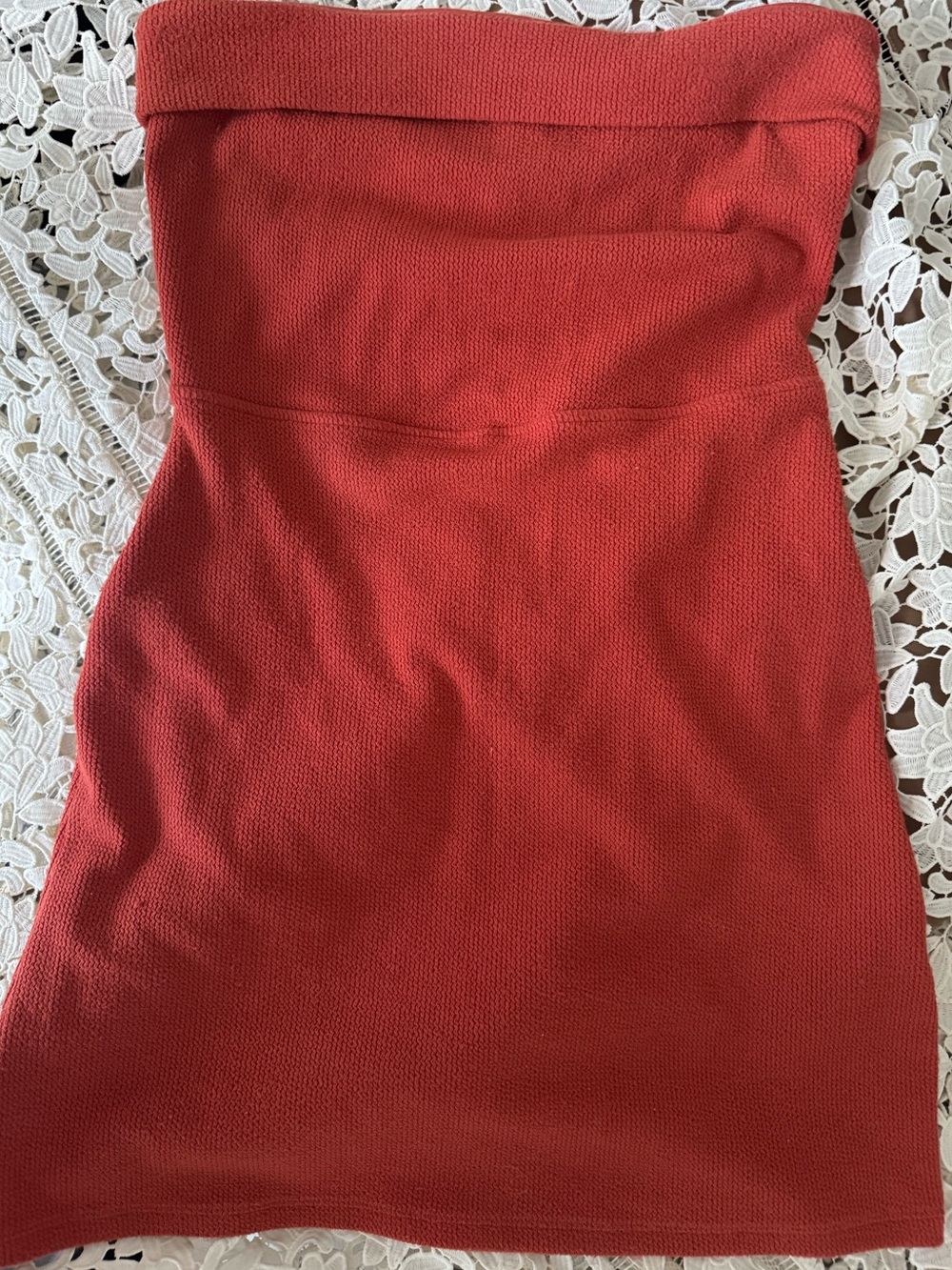 Strapless Knit Mini Dress in Rust
